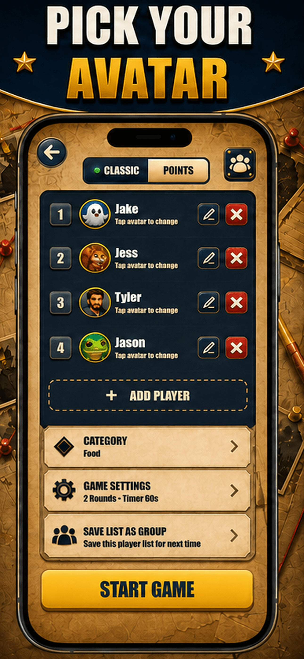 ClueMates secret role screen